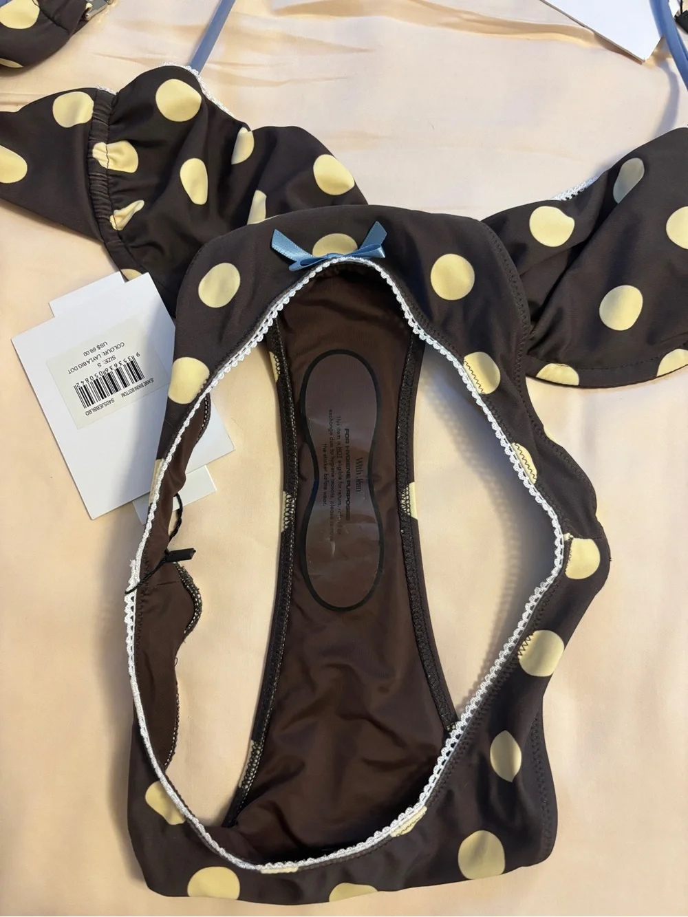 With Jean Layla Big Dot Bikini set - Brown and blue NWT - Picture 3 of 3